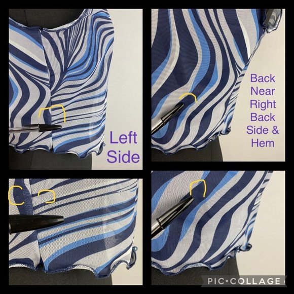 Shein Tank Top Women's Size L US 8 / 10 Marble Print Mesh Cropped Festival Club - Picture 11 of 12